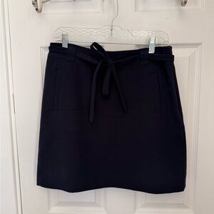 LOFT Navy A-Line Mini Skirt Tie Front